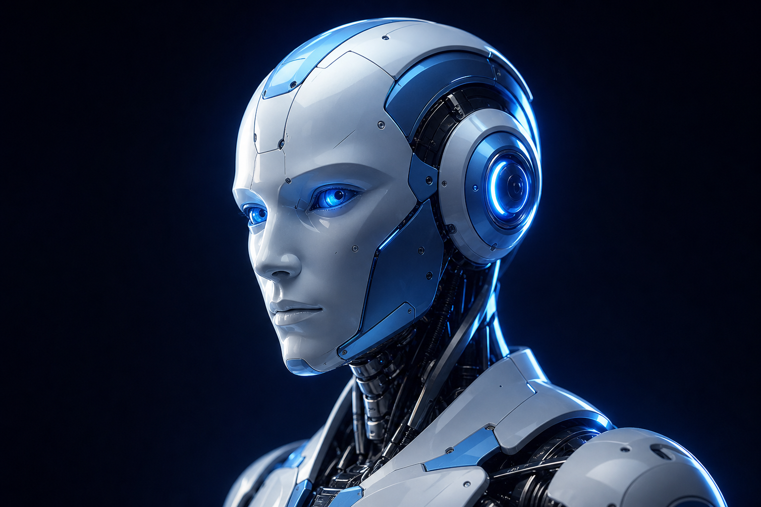Futuristic AI robot representing intelligent solutions